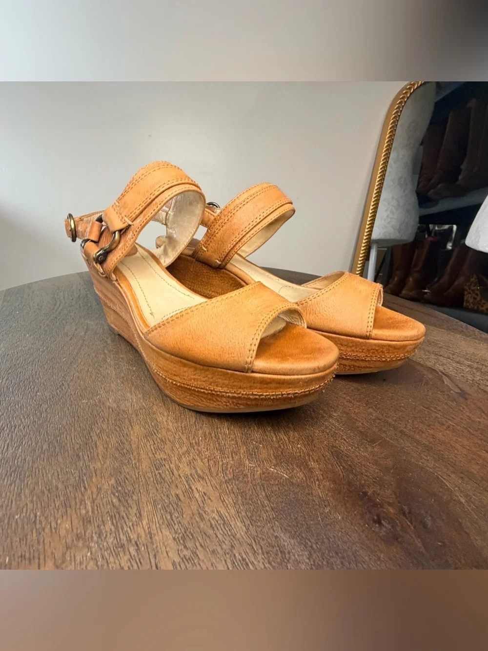 Frye Carlie Sling Wedge Sandels Size 6.5